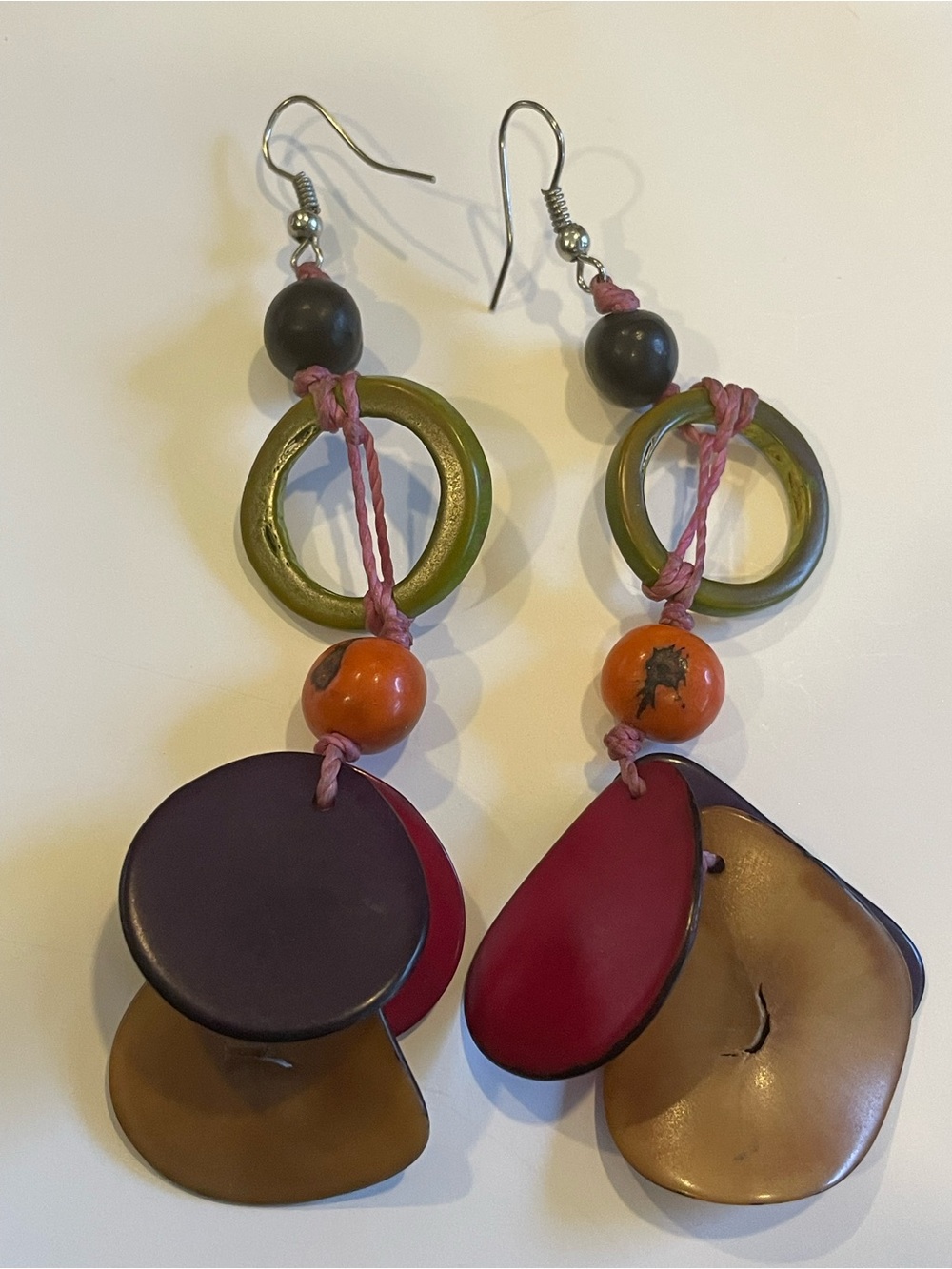 Vintage Pierced Multi Color Pierced Earrings #9748